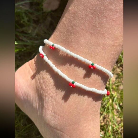 boho cherry anklet A548 - Picture 1 of 4